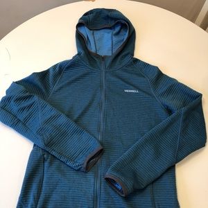 Merrell blue zip front hooded jacket size L